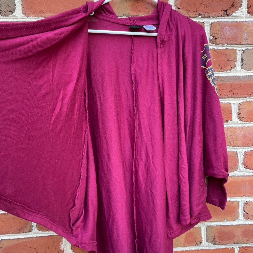 Harry Potter Cardigan Burgundy Red "Hogwarts" Hood Lightweight - Picture 8 of 10